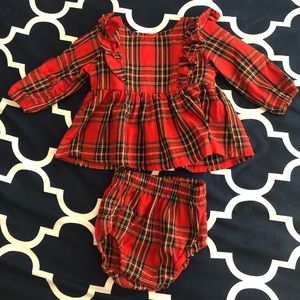 2pc plaid romper ruffle